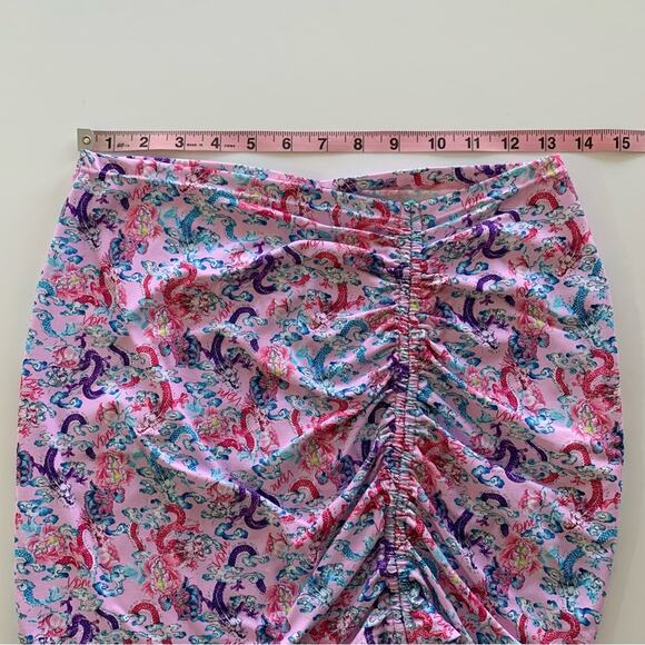 VDM The Label Revolve Natalie Pink Dragon Print Swimsuit Cover Up Skirt Medium - Picture 5 of 7